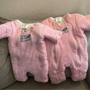 Two Baby Merlin Magic Sleepsuits - pink - large